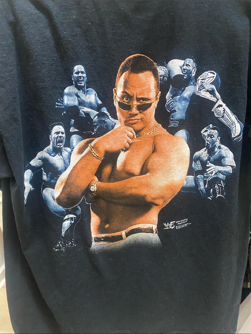Vintage The Rock WWF Graphic Tee in Black
